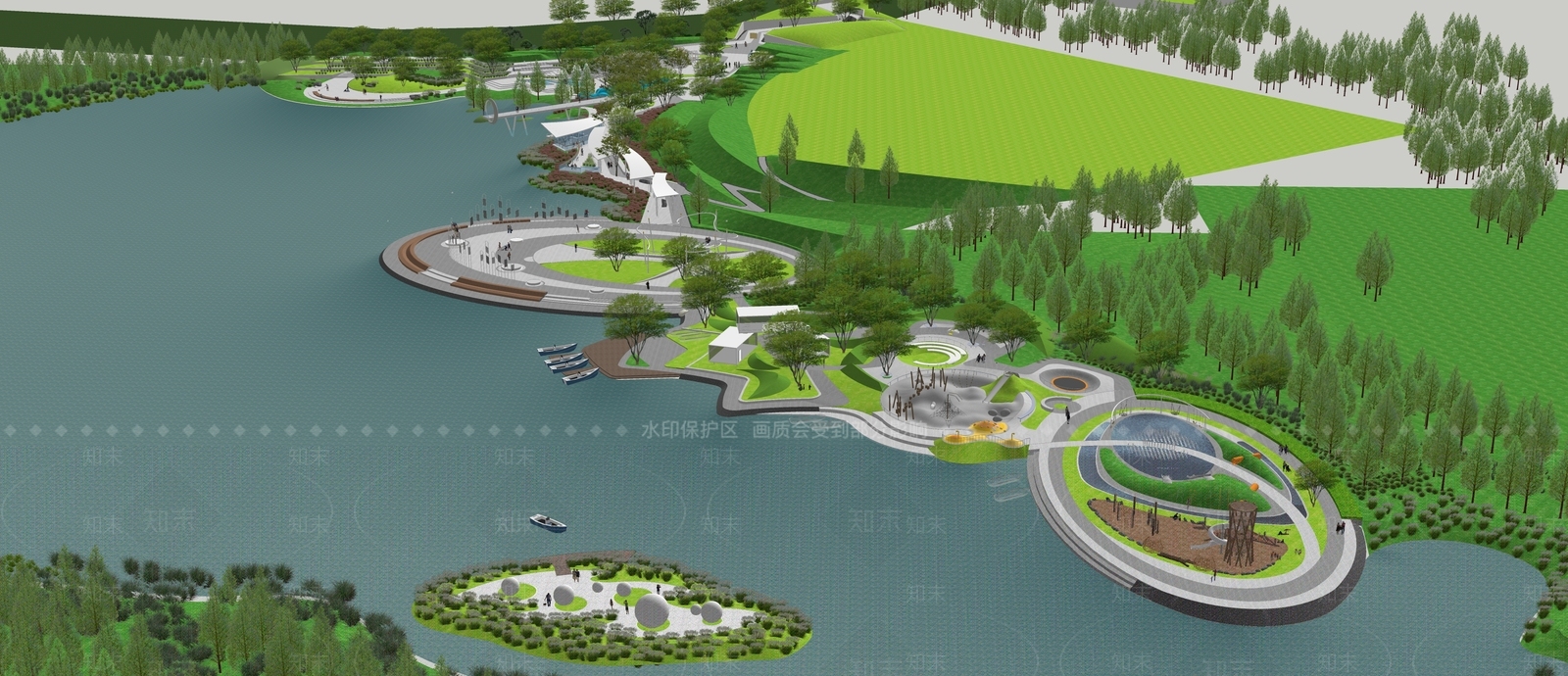 现代景观公园SU模型下载【ID:1186195574】