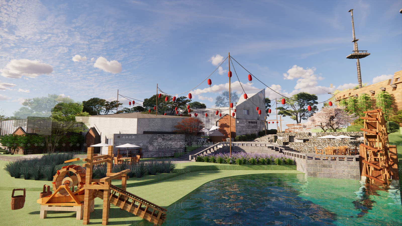 现代中式民宿建筑SU模型下载【ID:1186199984】