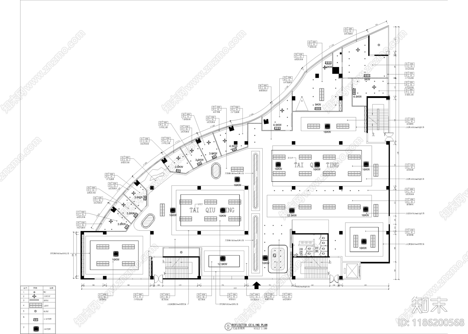 现代台球厅cad施工图下载【ID:1186200568】