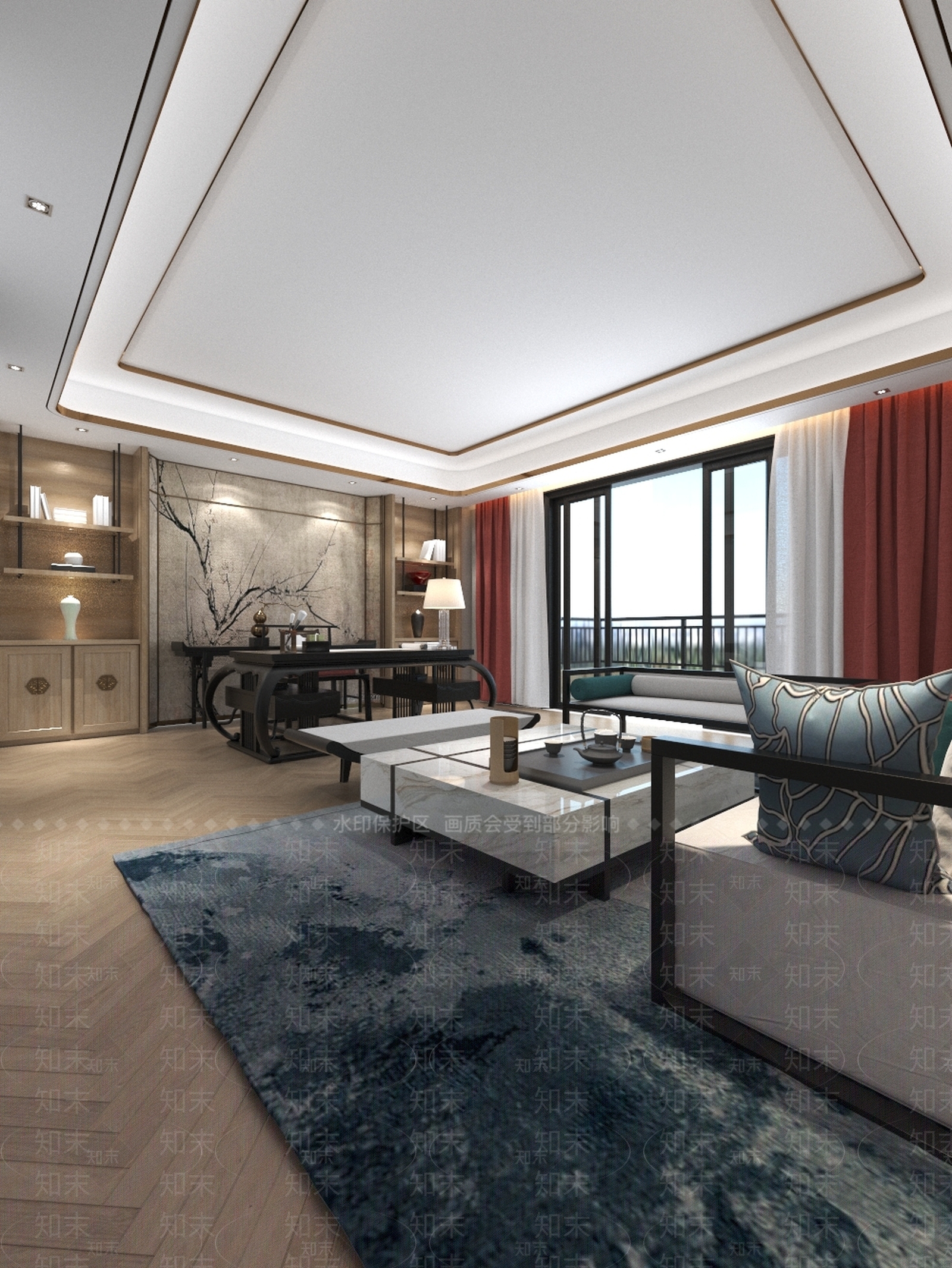 新中式中式书房3D模型下载【ID:1186201345】