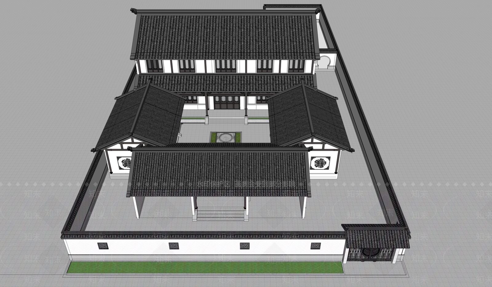 新中式中式四合院SU模型下载【ID:1186201407】