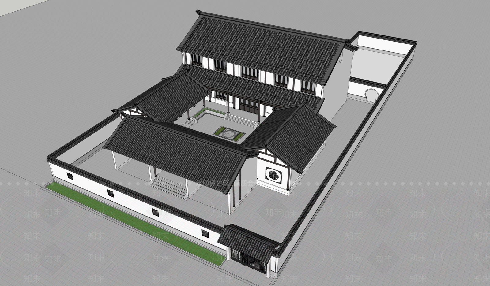 新中式中式四合院SU模型下载【ID:1186201407】