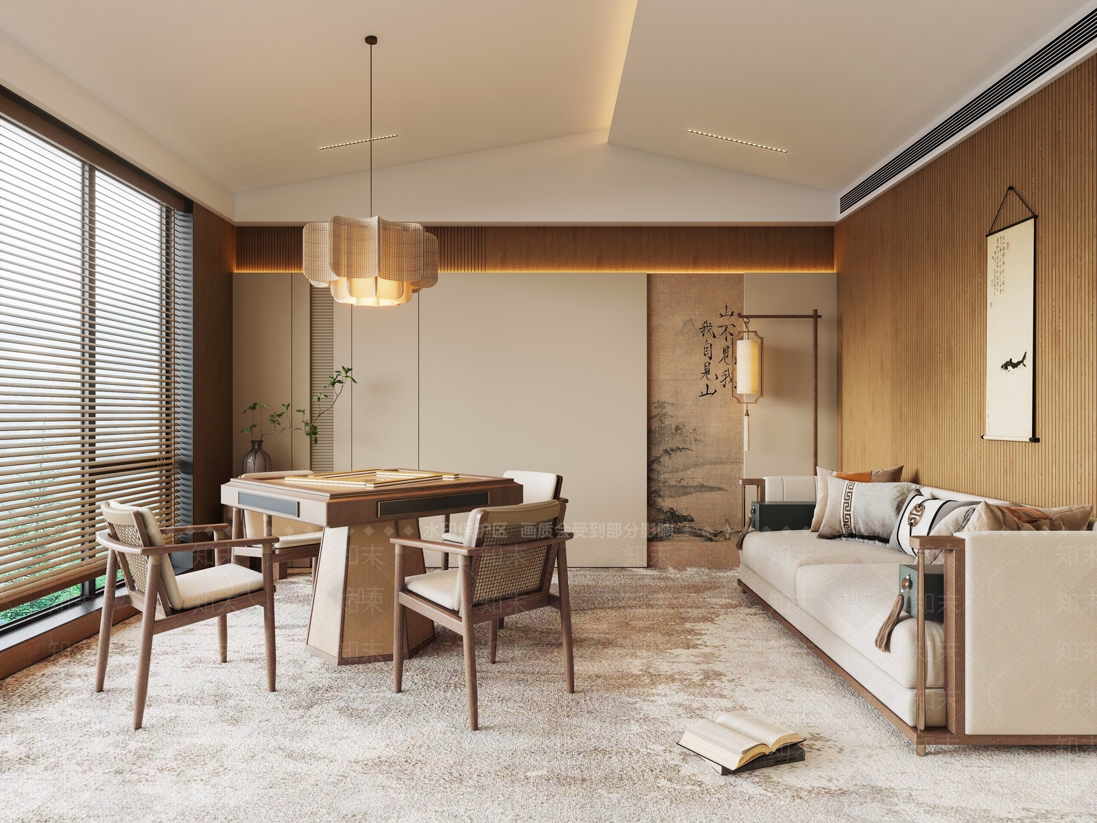 新中式禅意棋牌室SU模型下载【ID:1186202671】