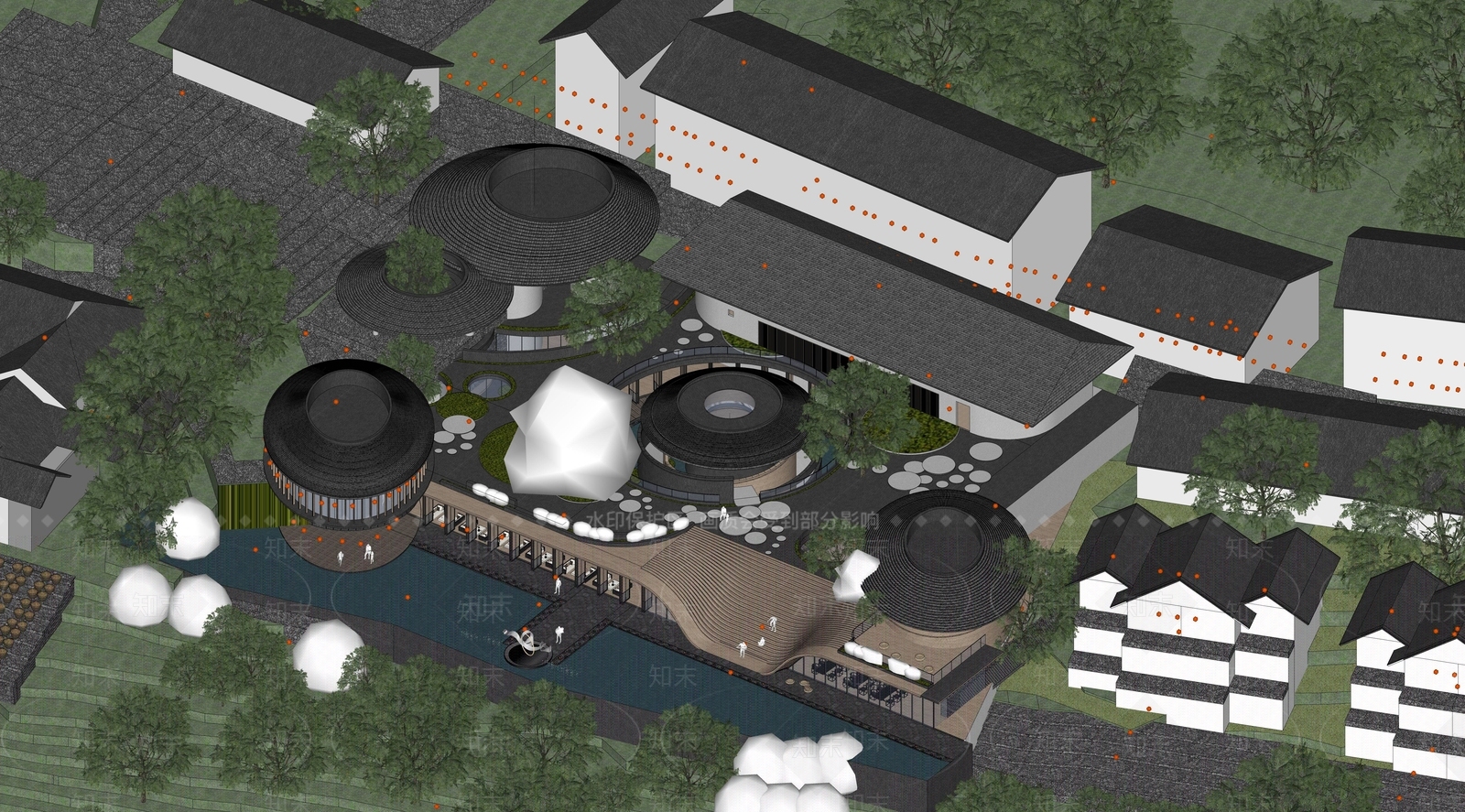 中式民宿建筑SU模型下载【ID:1186203004】