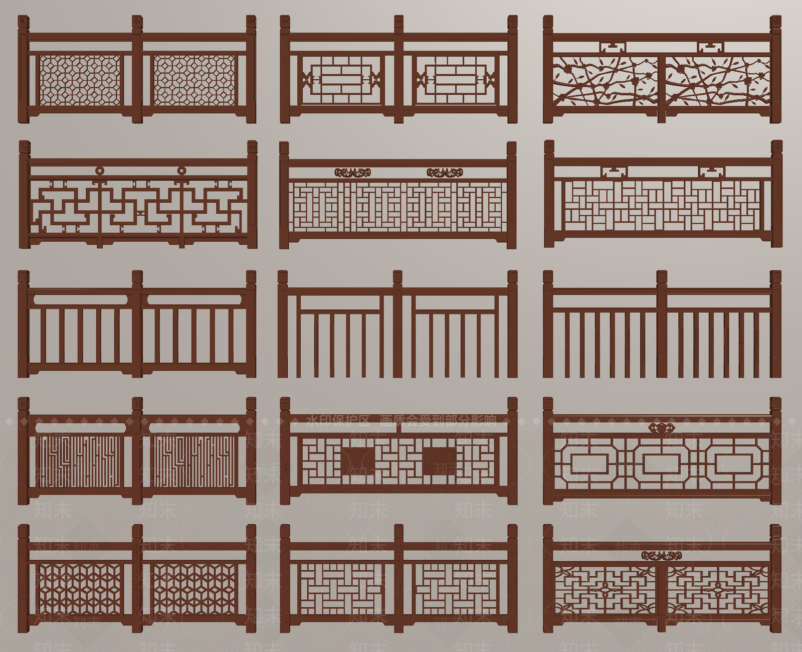 新中式栅栏SU模型下载【ID:1186206324】
