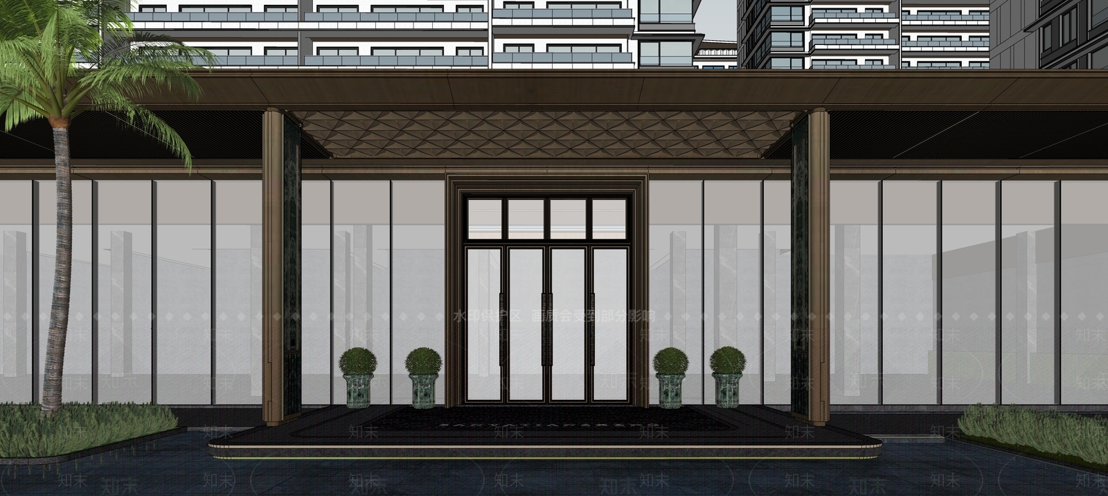现代轻奢小区建筑SU模型下载【ID:1186216908】