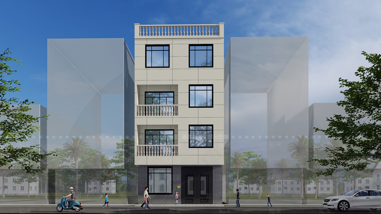 现代多层住宅SU模型下载【ID:1186218091】