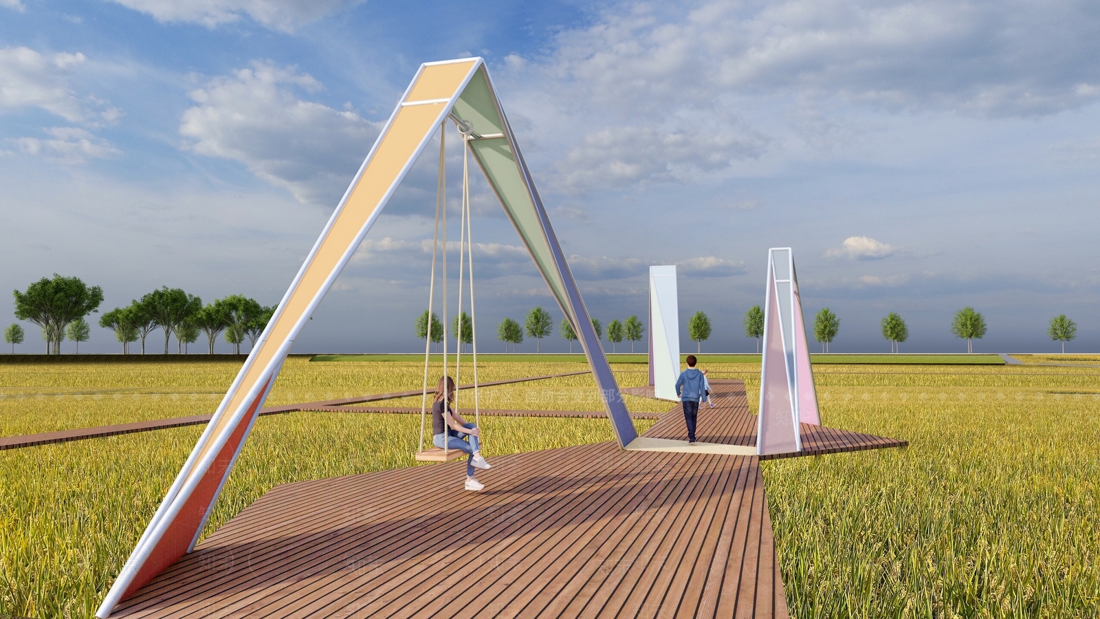 现代简约秋千SU模型下载【ID:1186221426】