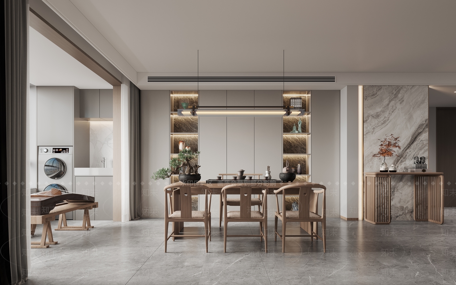 新中式茶室3D模型下载【ID:1186224703】