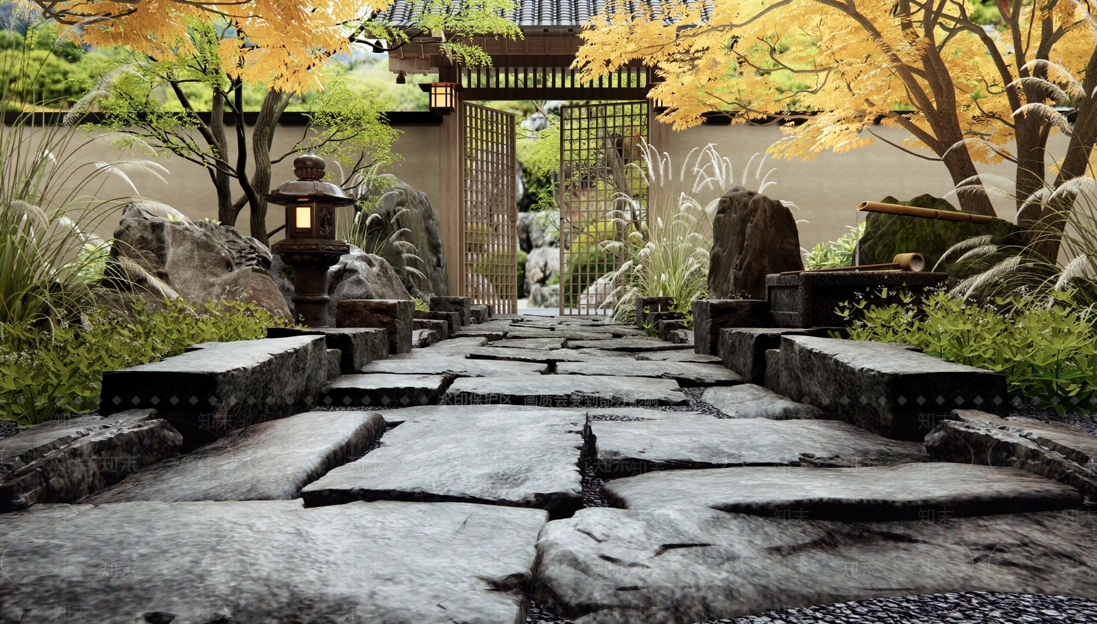 日式禅意石头SU模型下载【ID:1186225059】