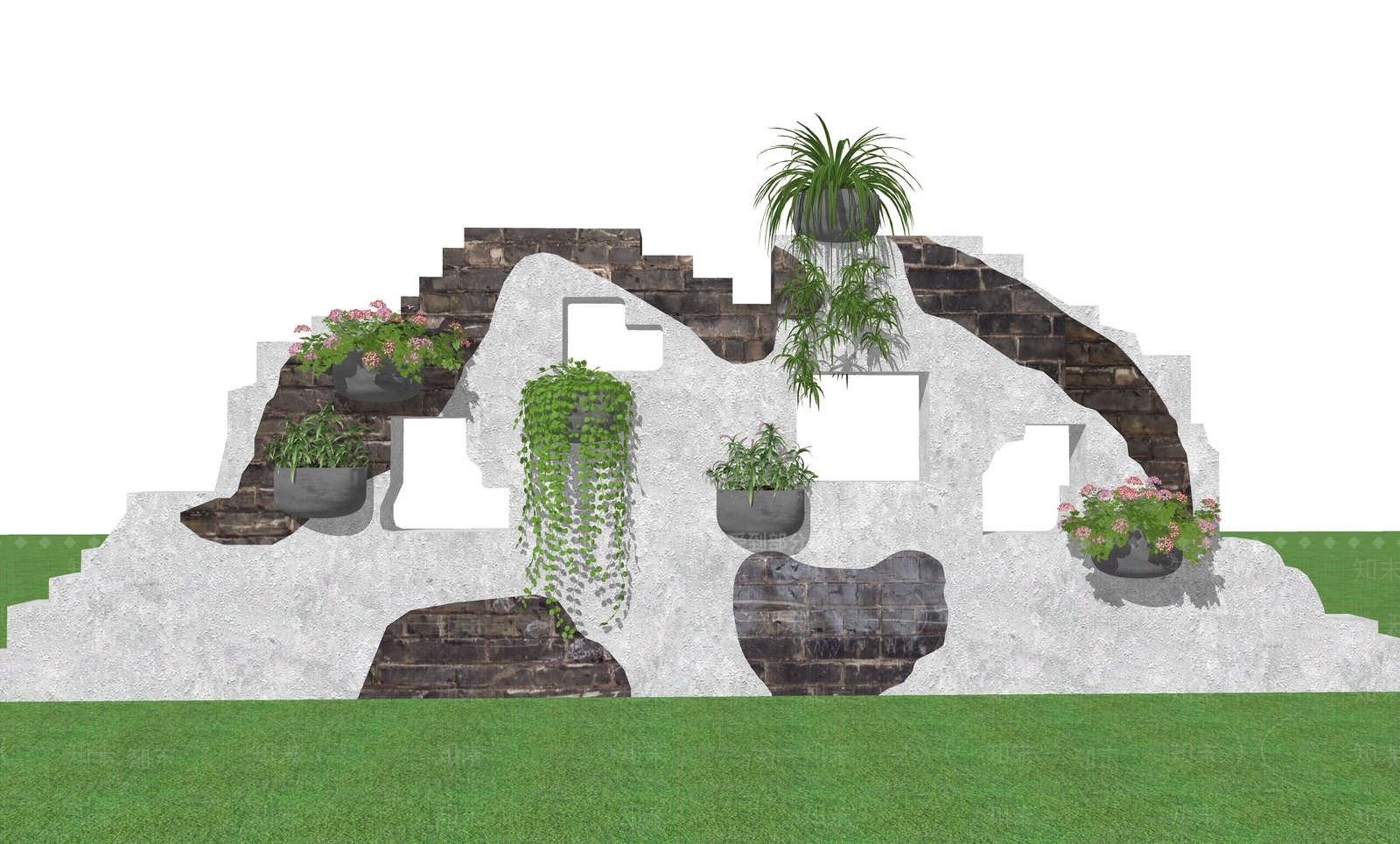 现代景墙SU模型下载【ID:1186225724】