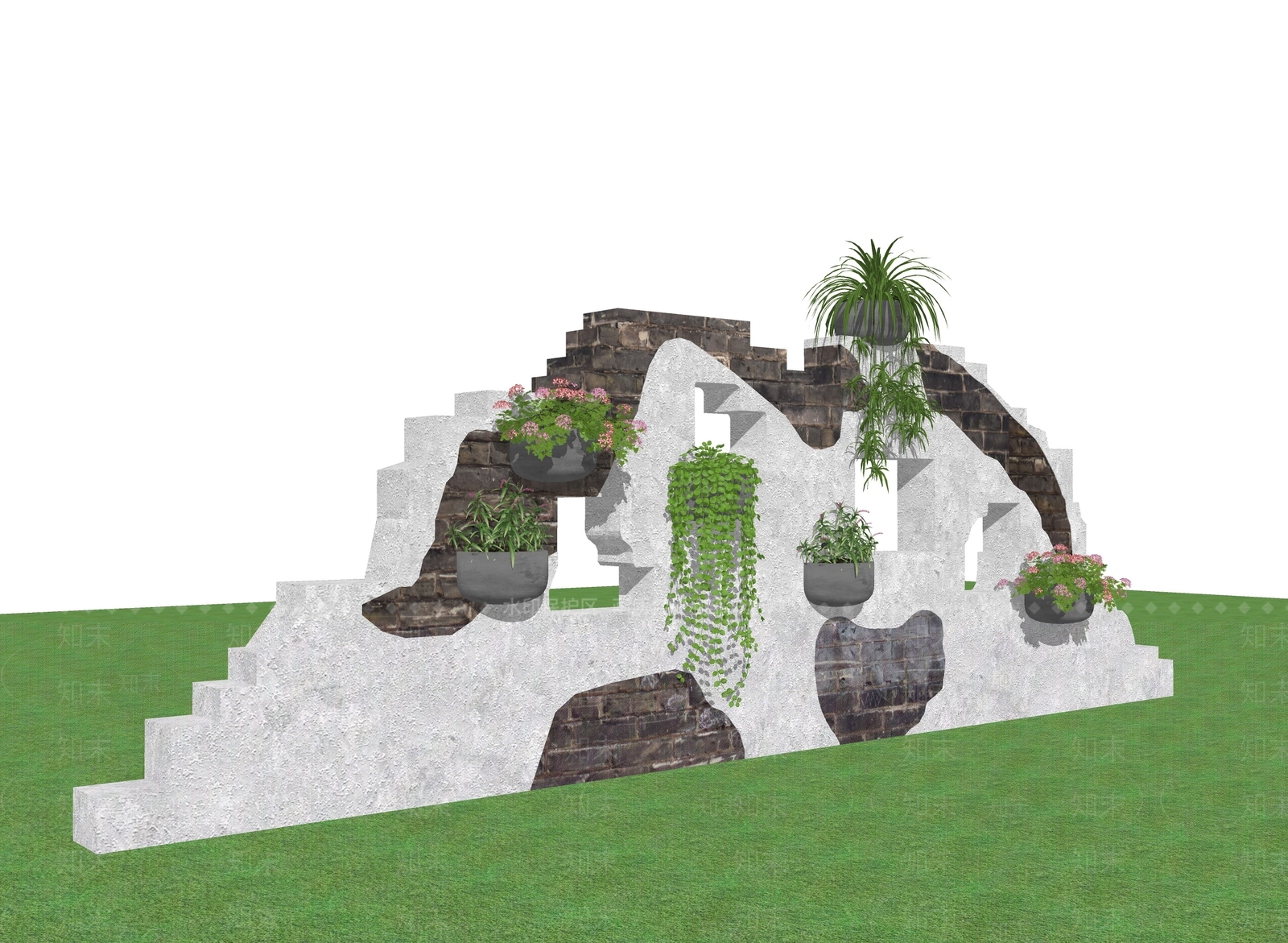 现代景墙SU模型下载【ID:1186225724】