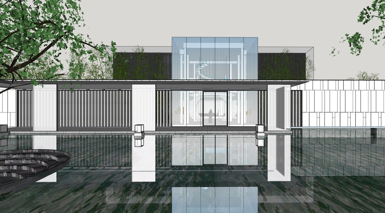 现代极简小区建筑SU模型下载【ID:1186228158】