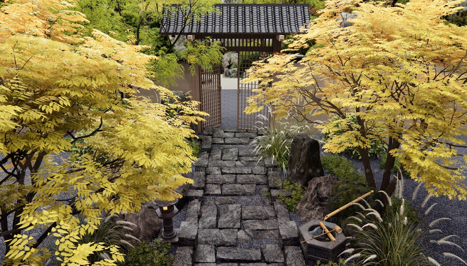 新中式日式庭院3D模型下载【ID:1186228489】