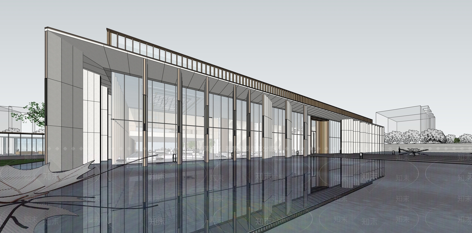 现代极简小区建筑SU模型下载【ID:1186229079】