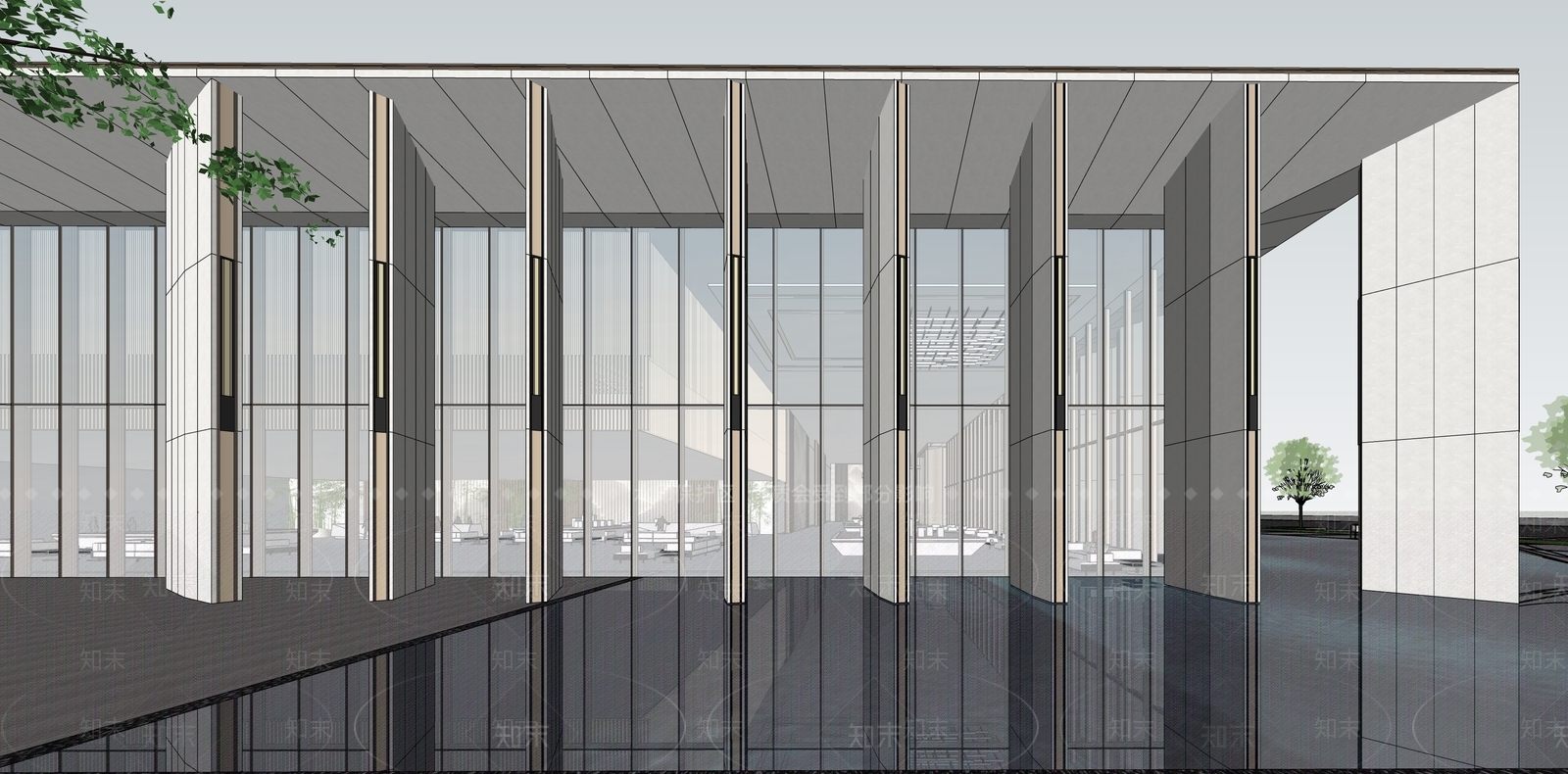 现代极简小区建筑SU模型下载【ID:1186229079】