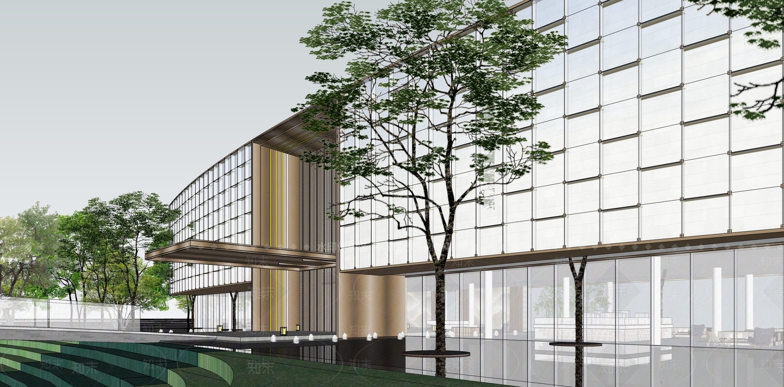 现代轻奢小区建筑SU模型下载【ID:1186229230】