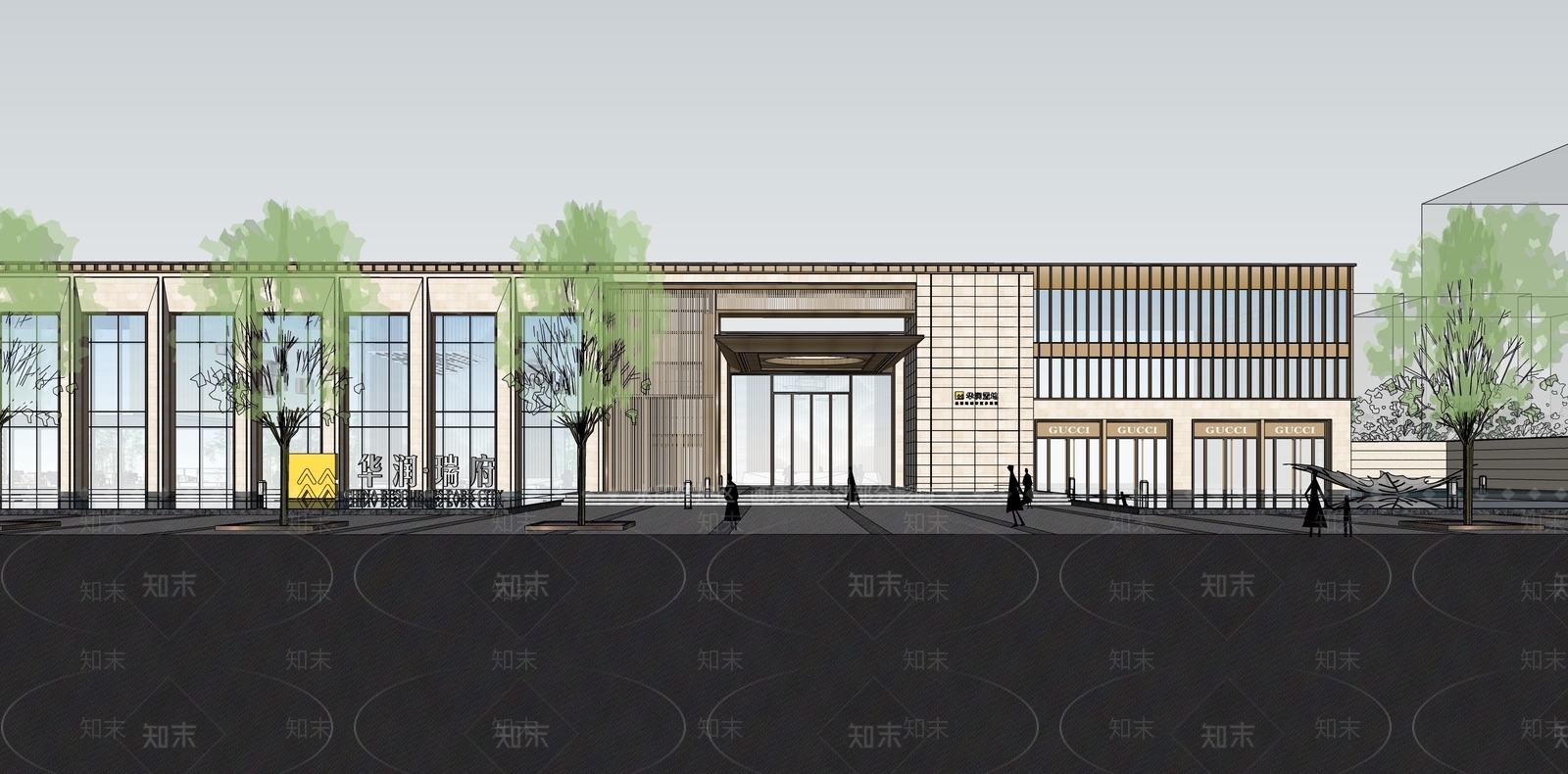现代轻奢小区建筑SU模型下载【ID:1186229602】