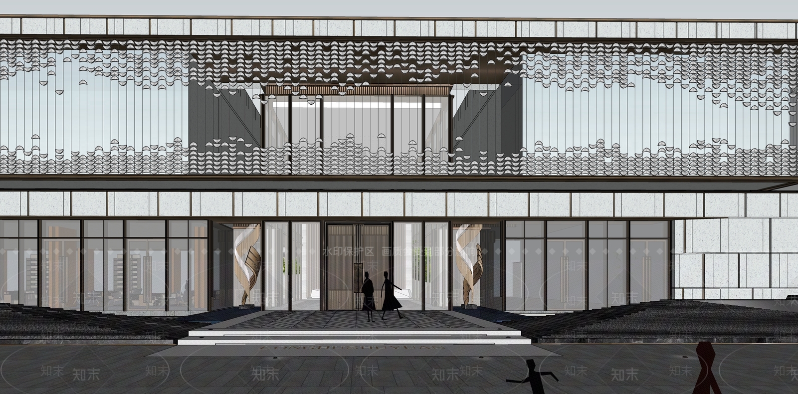 现代轻奢小区建筑SU模型下载【ID:1186230366】