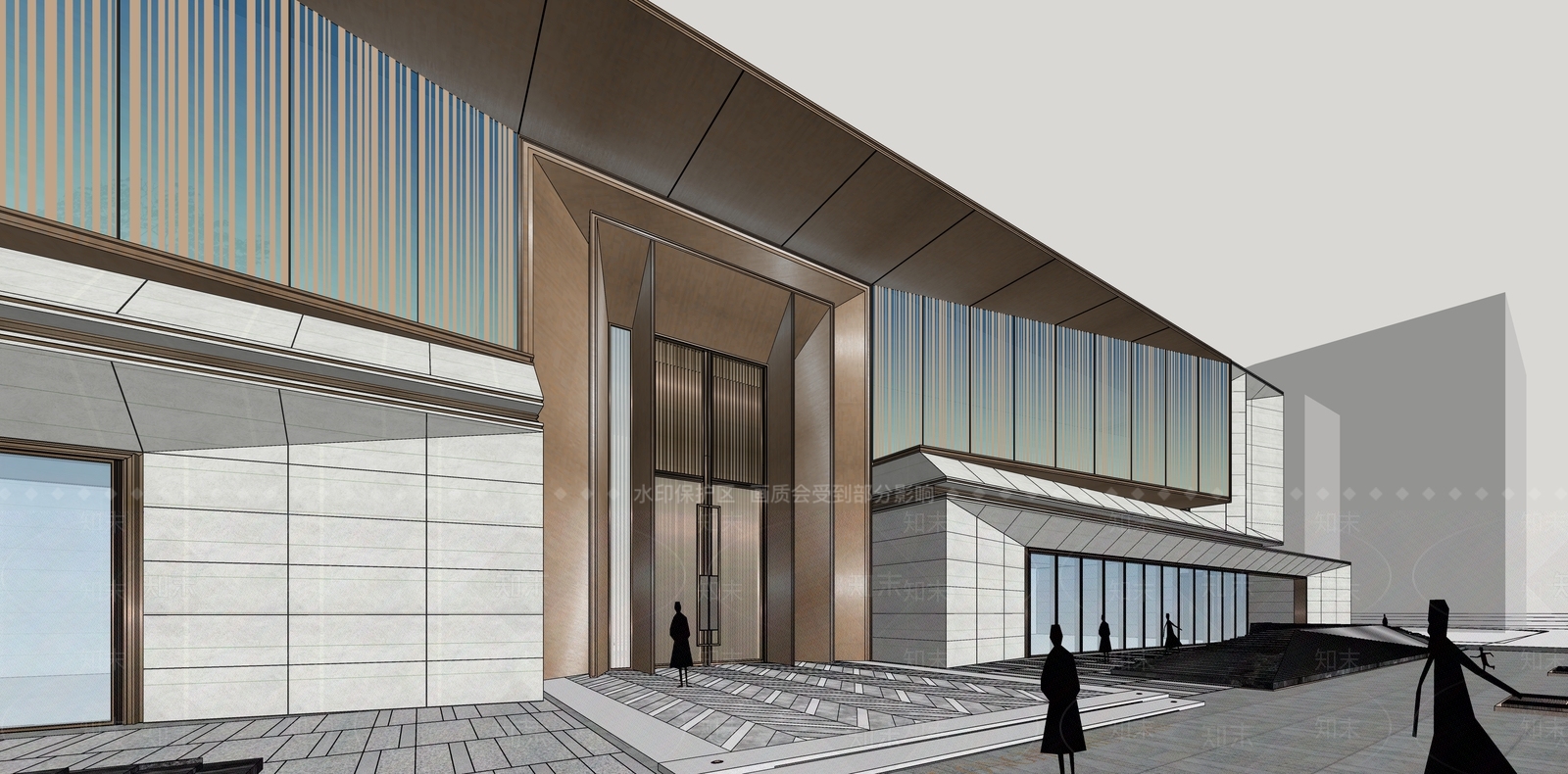 现代轻奢小区建筑SU模型下载【ID:1186230636】