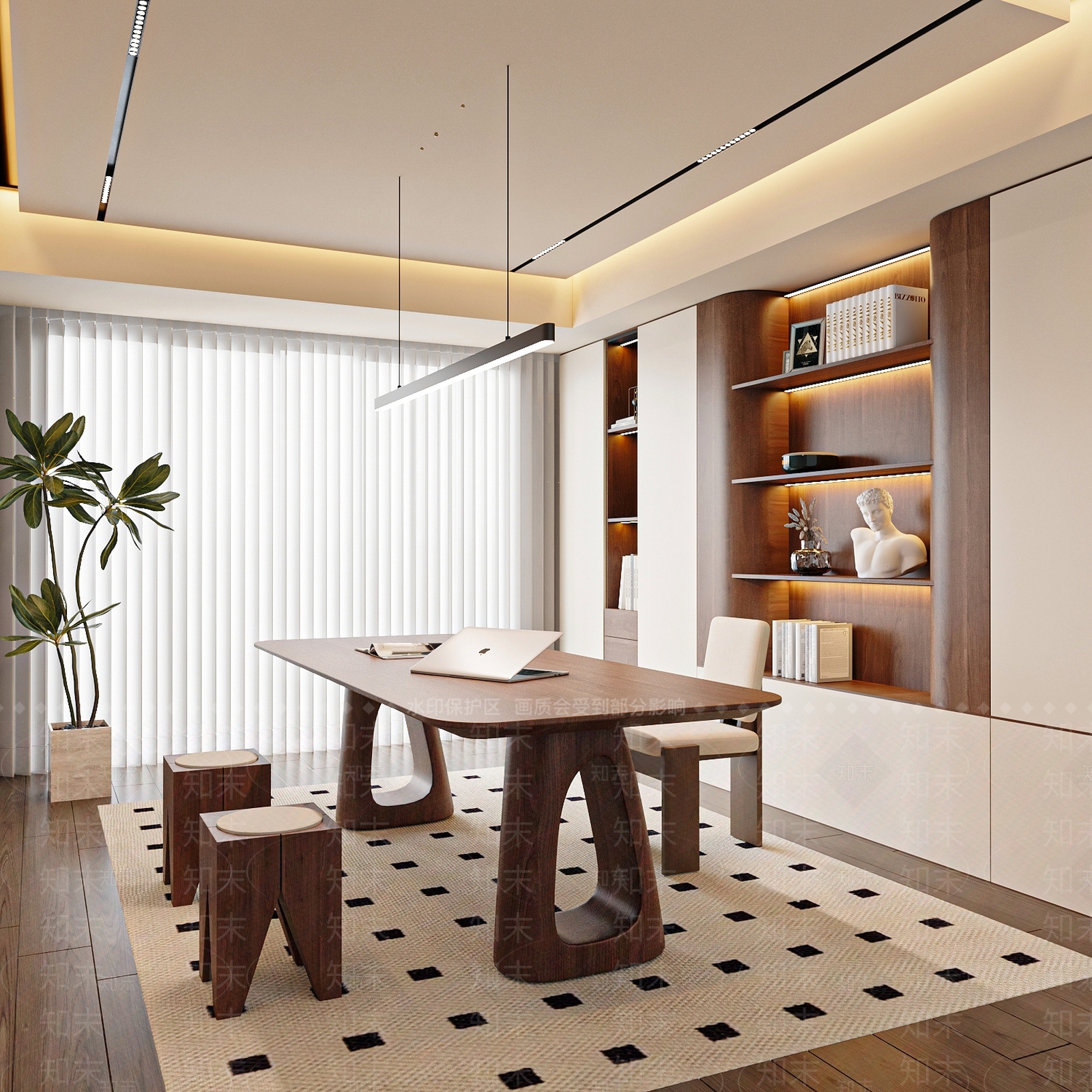现代中古书房3D模型下载【ID:1186233002】