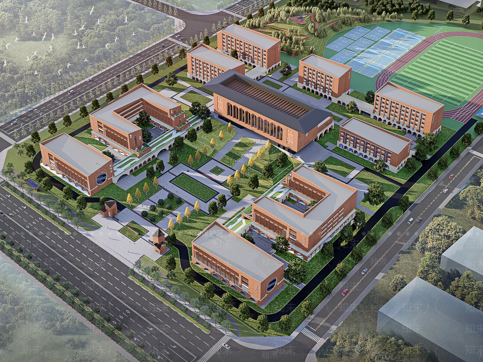 现代简约学校建筑SU模型下载【ID:1186234678】