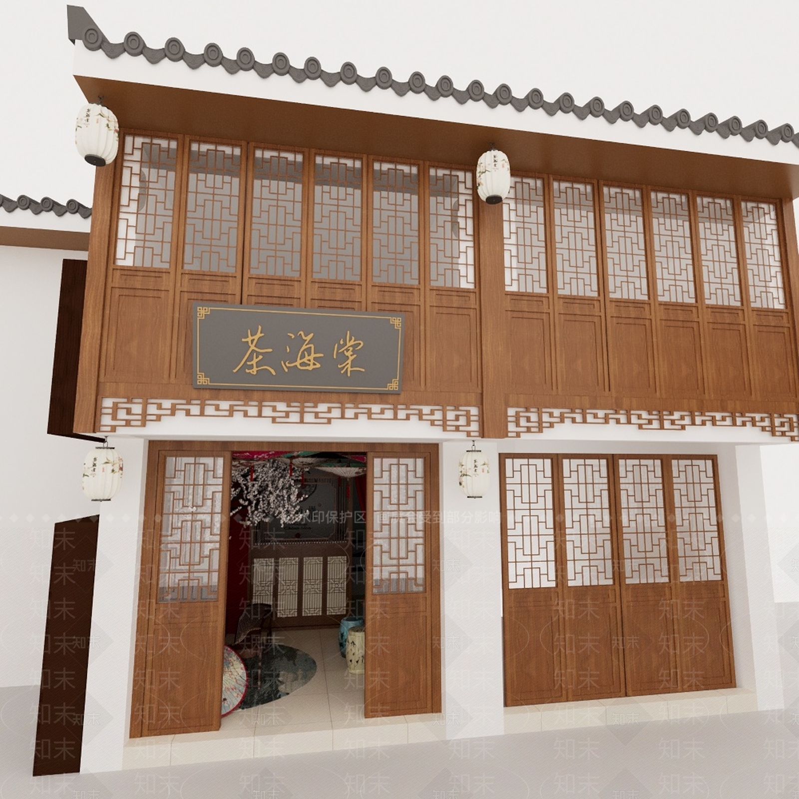 现代中式奶茶店3D模型下载【ID:1186247400】