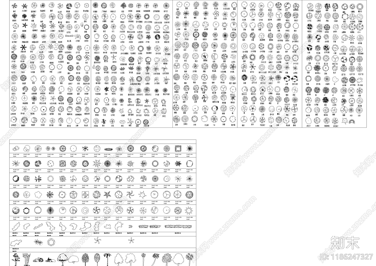 现代综合植物图库施工图下载【ID:1186247327】