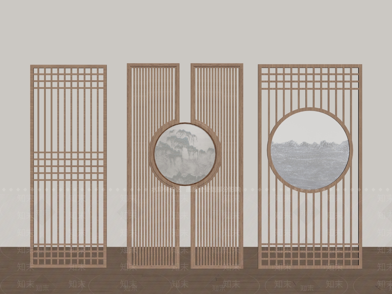 新中式隔断SU模型下载【ID:1186251588】