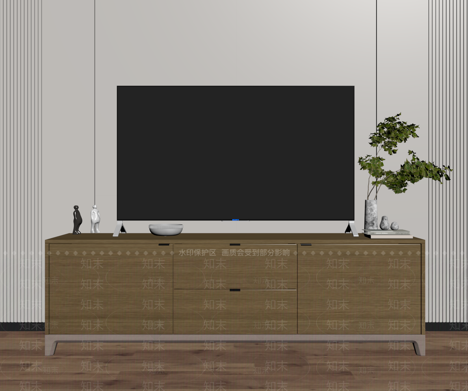 现代原木电视柜SU模型下载【ID:1186252135】