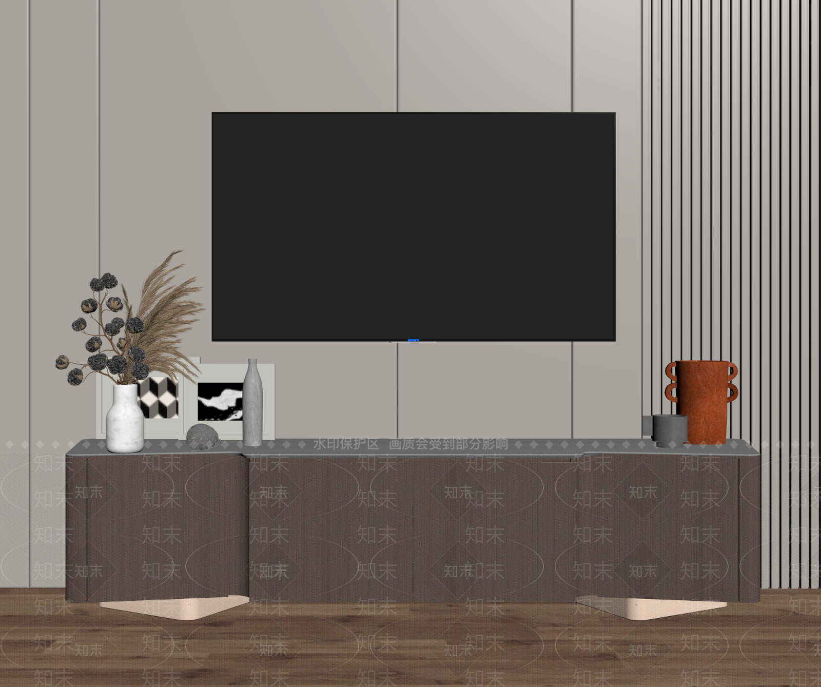 现代原木电视柜SU模型下载【ID:1186252693】