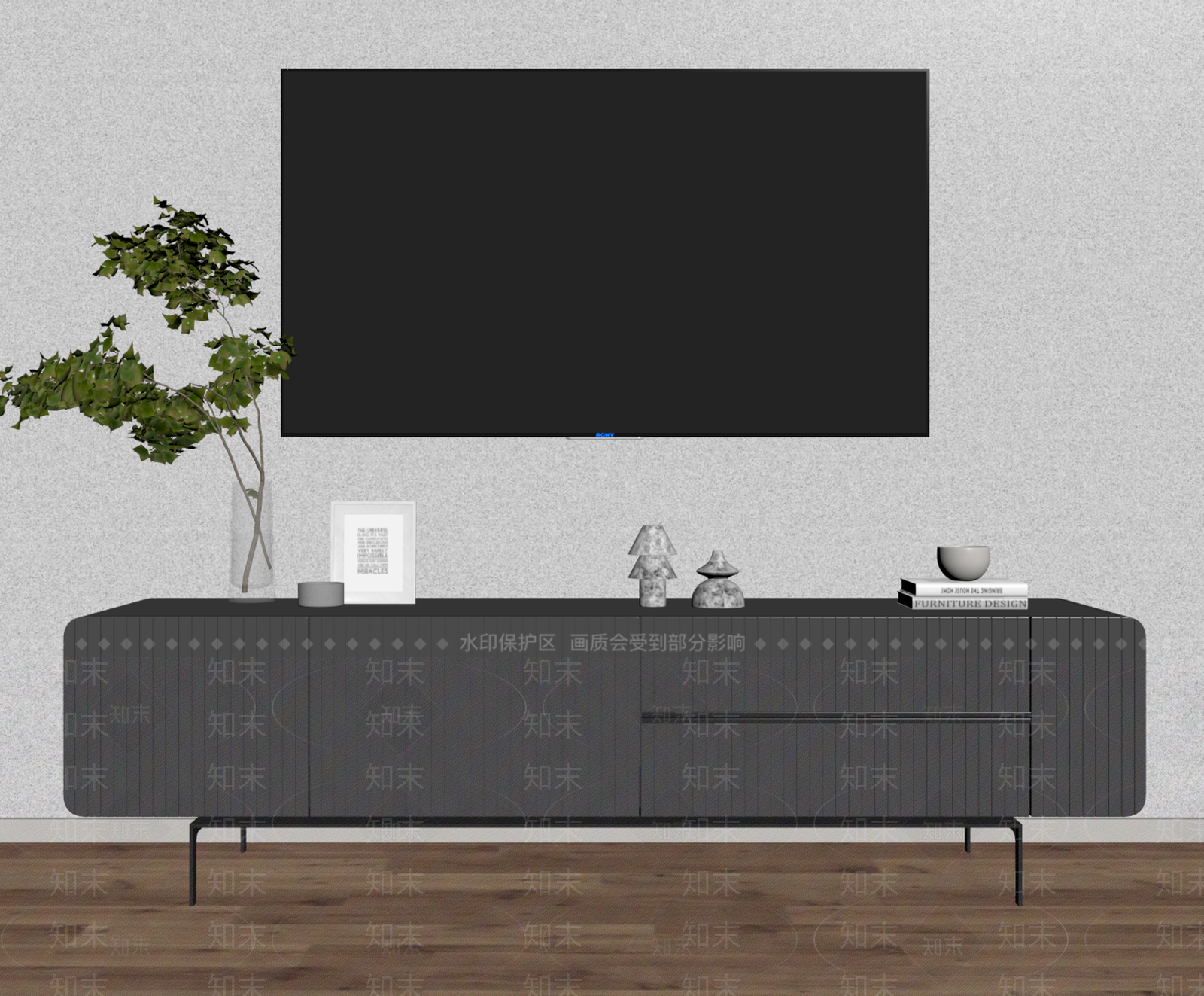 现代极简电视柜SU模型下载【ID:1186280590】