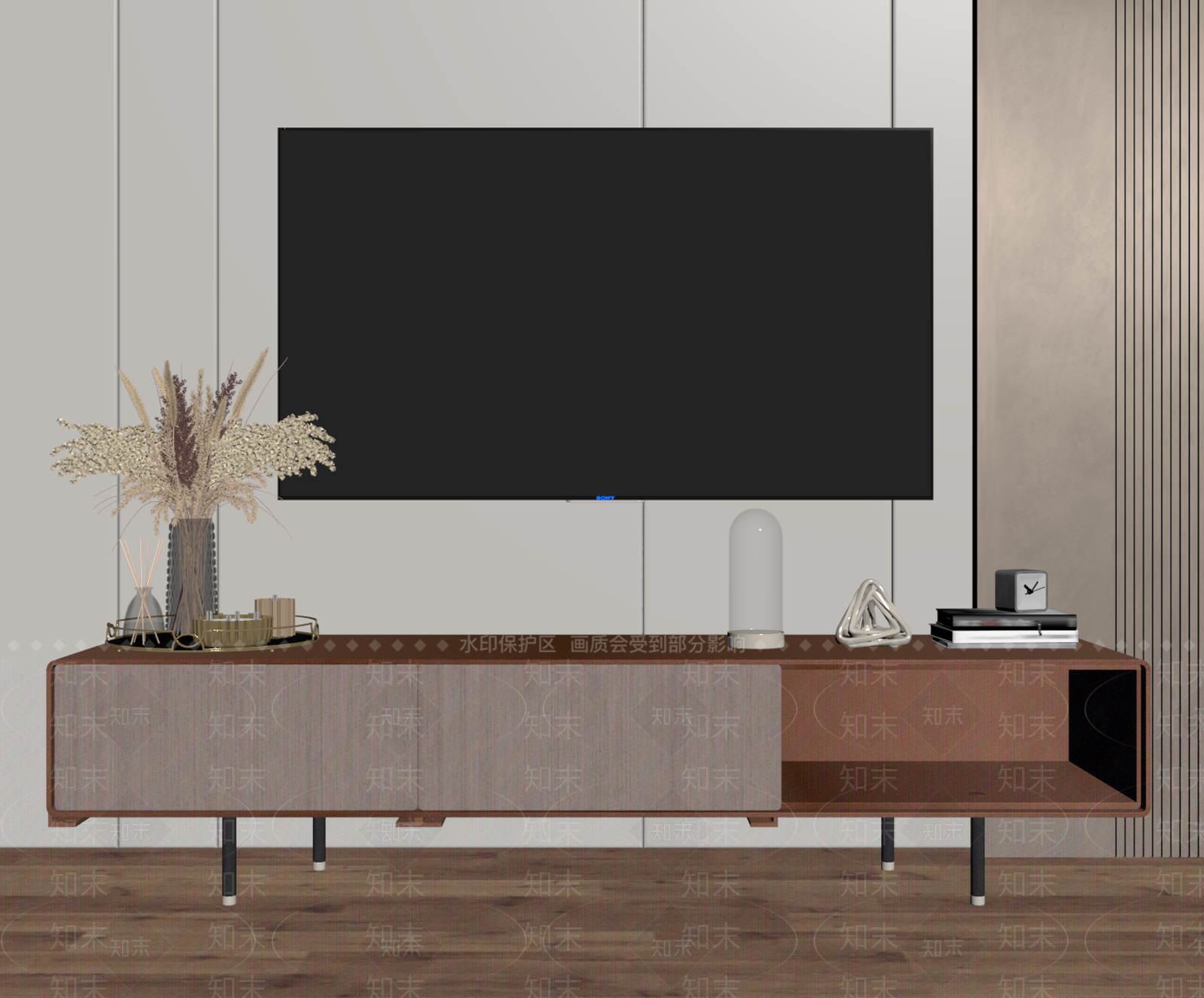 现代轻奢电视柜SU模型下载【ID:1186280516】