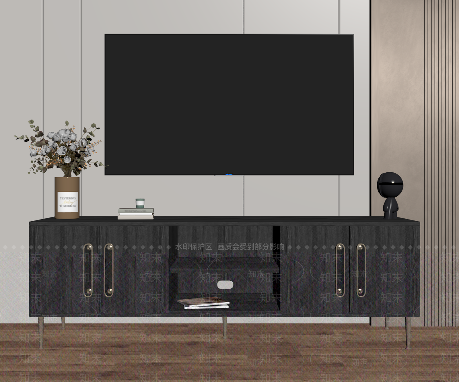 现代轻奢电视柜SU模型下载【ID:1186280554】