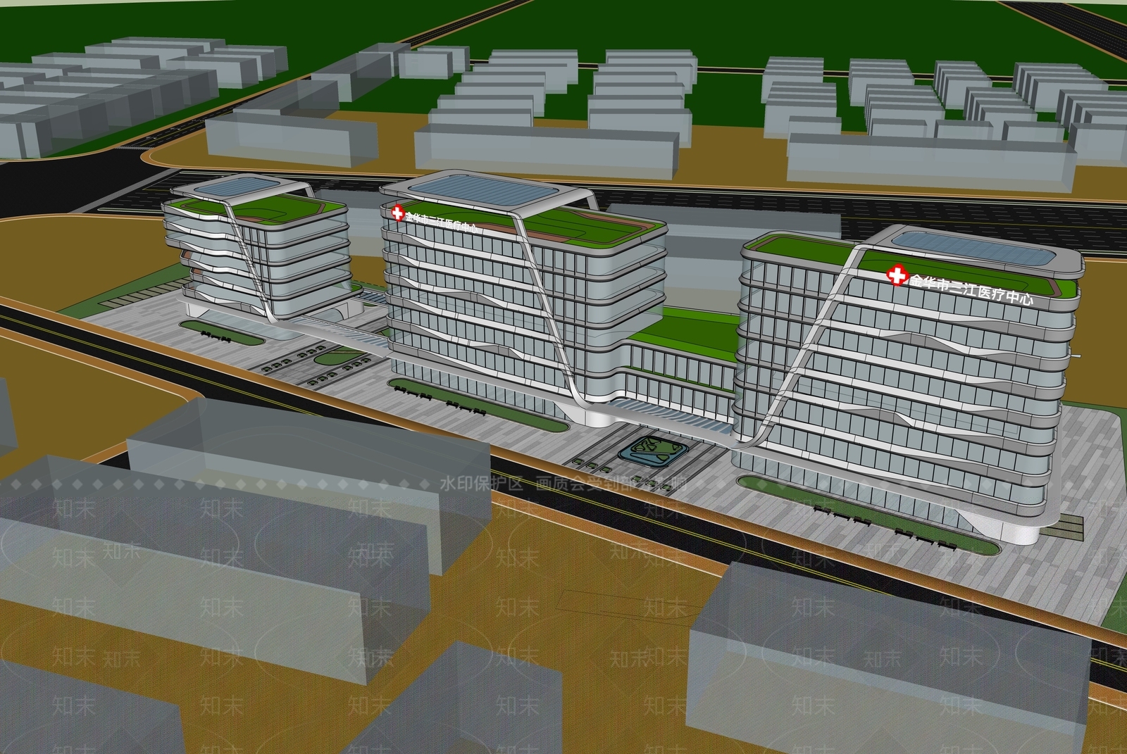 现代极简医院建筑SU模型下载【ID:1186255093】