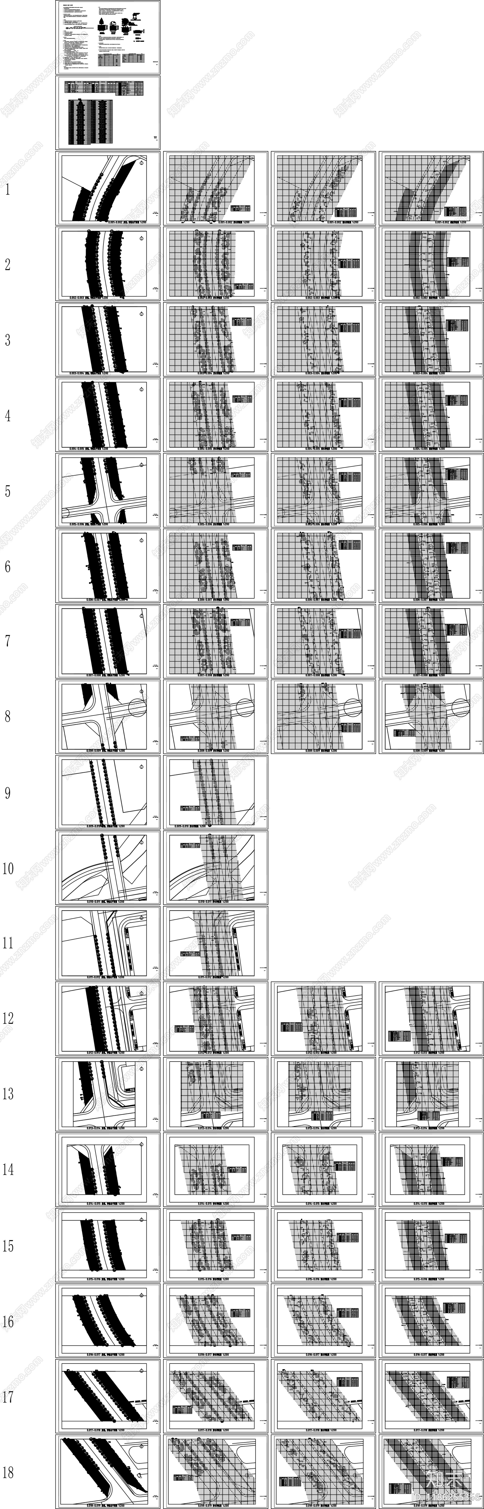 现代道路绿化cad施工图下载【ID:1186255356】