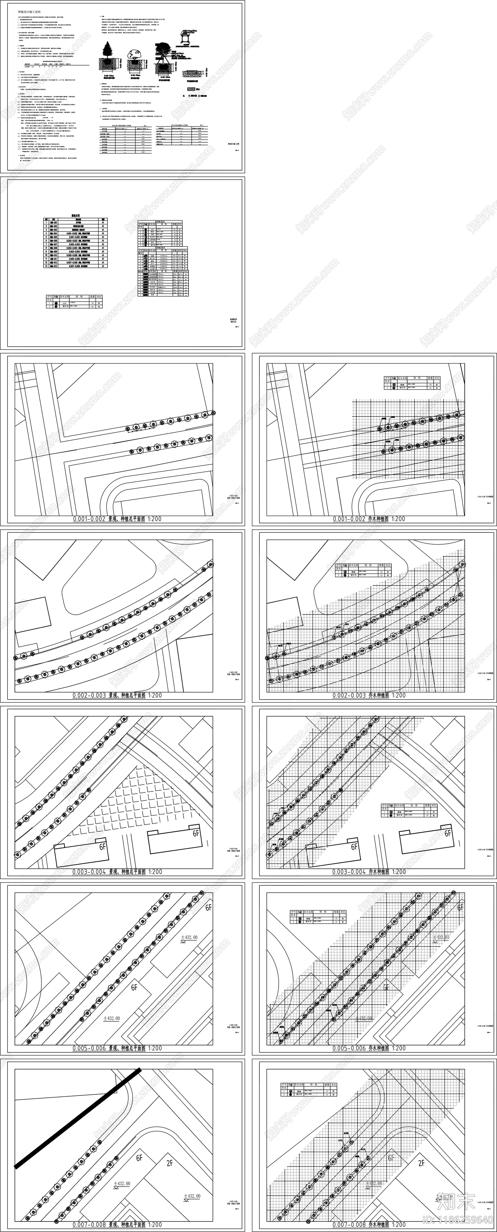 现代道路绿化cad施工图下载【ID:1186259640】