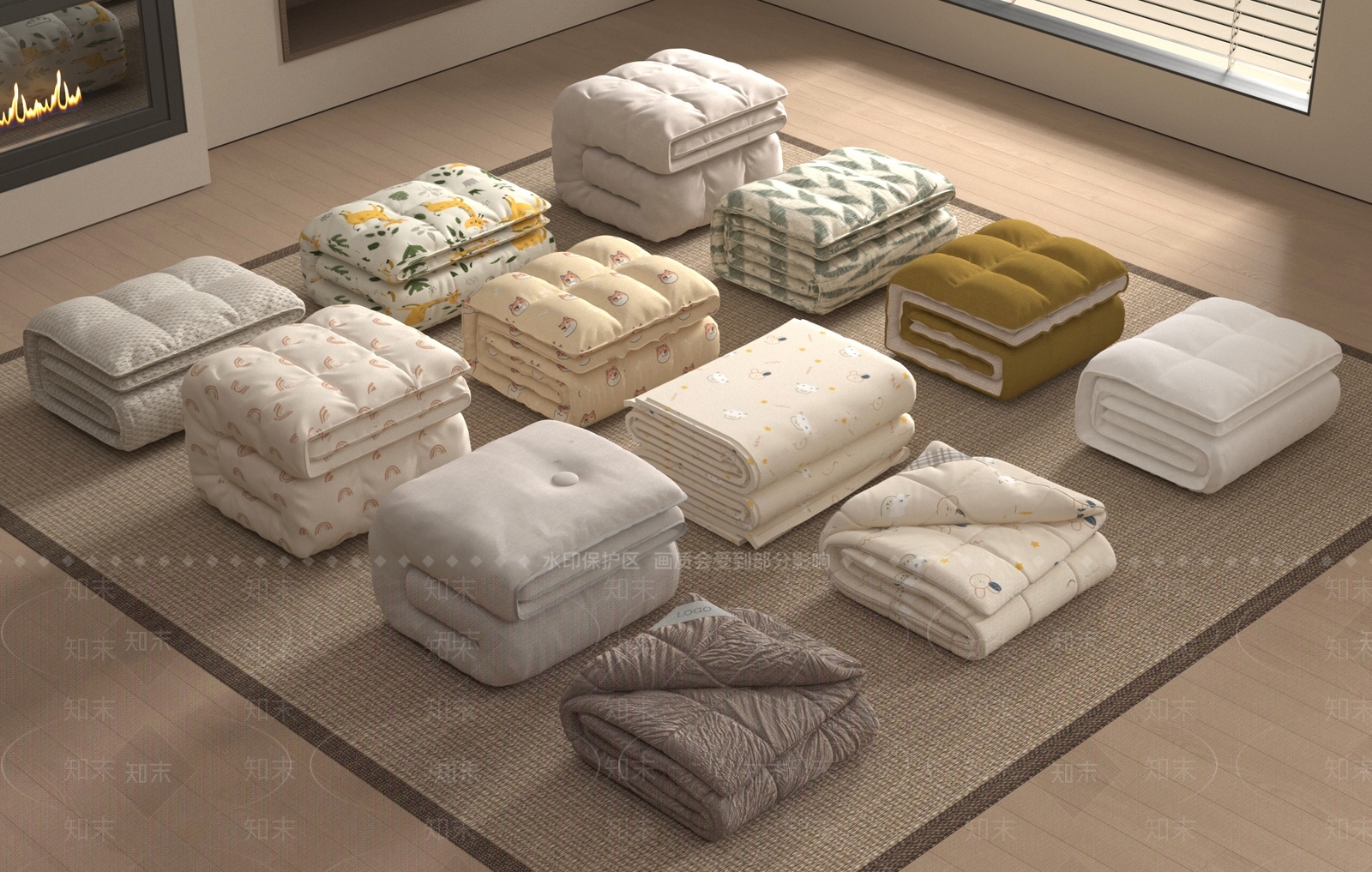 现代床品SU模型下载【ID:1187713429】