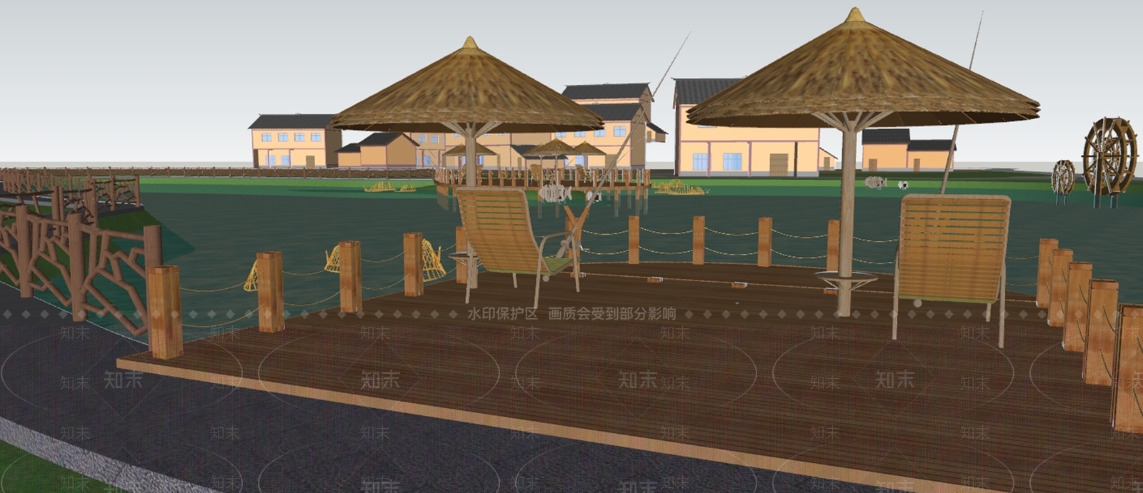 现代新中式广场景观SU模型下载【ID:1186274204】