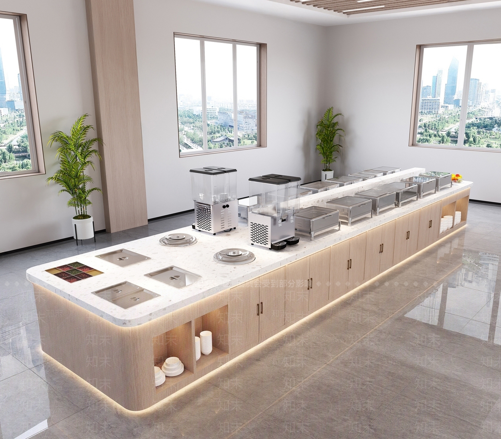 现代自助餐厅SU模型下载【ID:1186276774】
