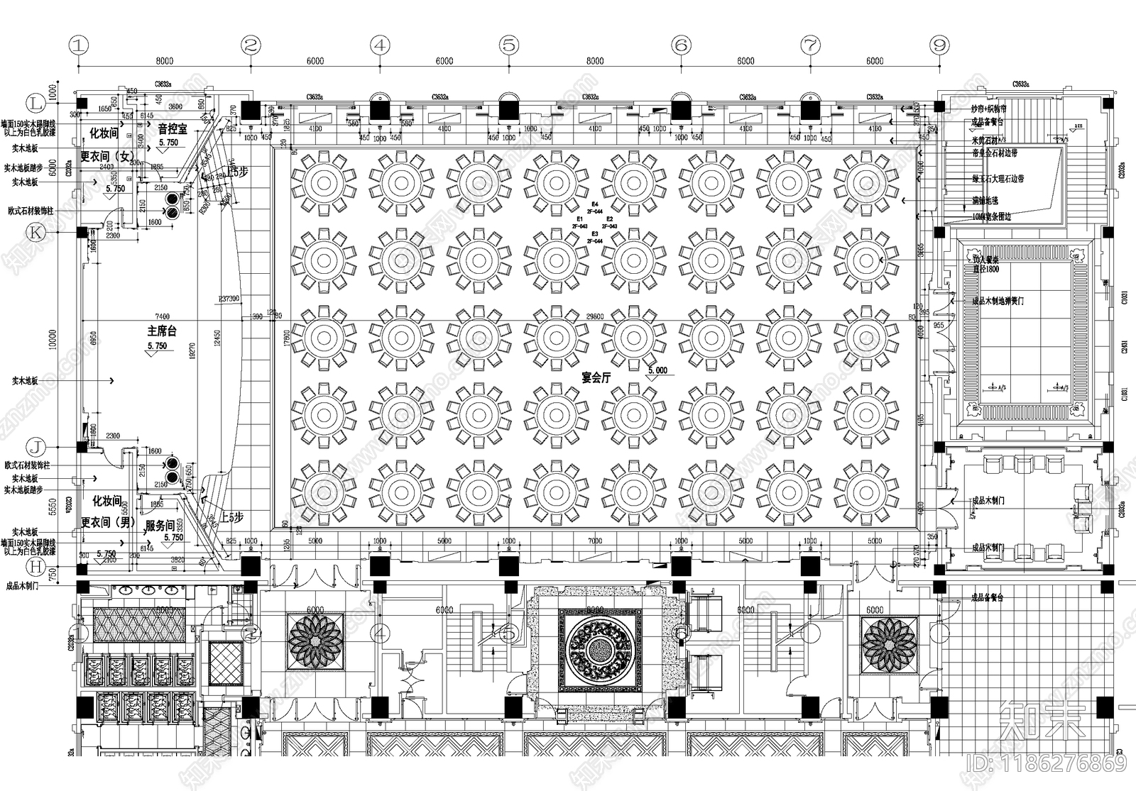 宴会厅施工图下载【ID:1186276869】