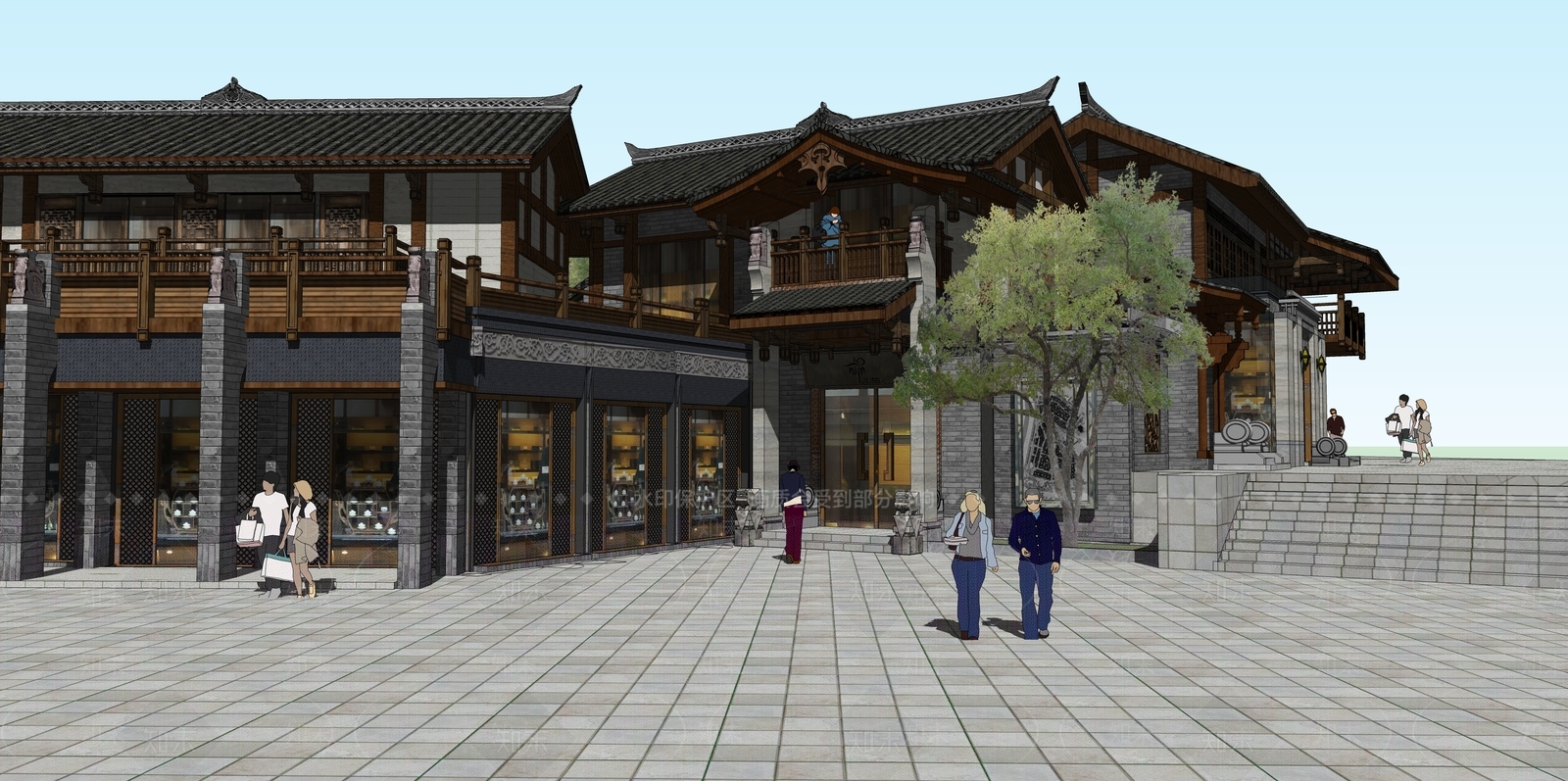 中式新中式牌坊牌楼SU模型下载【ID:1186278347】