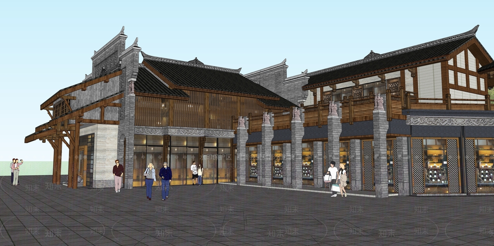 中式新中式牌坊牌楼SU模型下载【ID:1186278347】