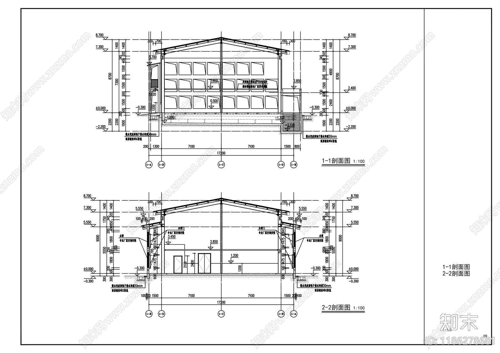 现代厂房施工图下载【ID:1186278681】