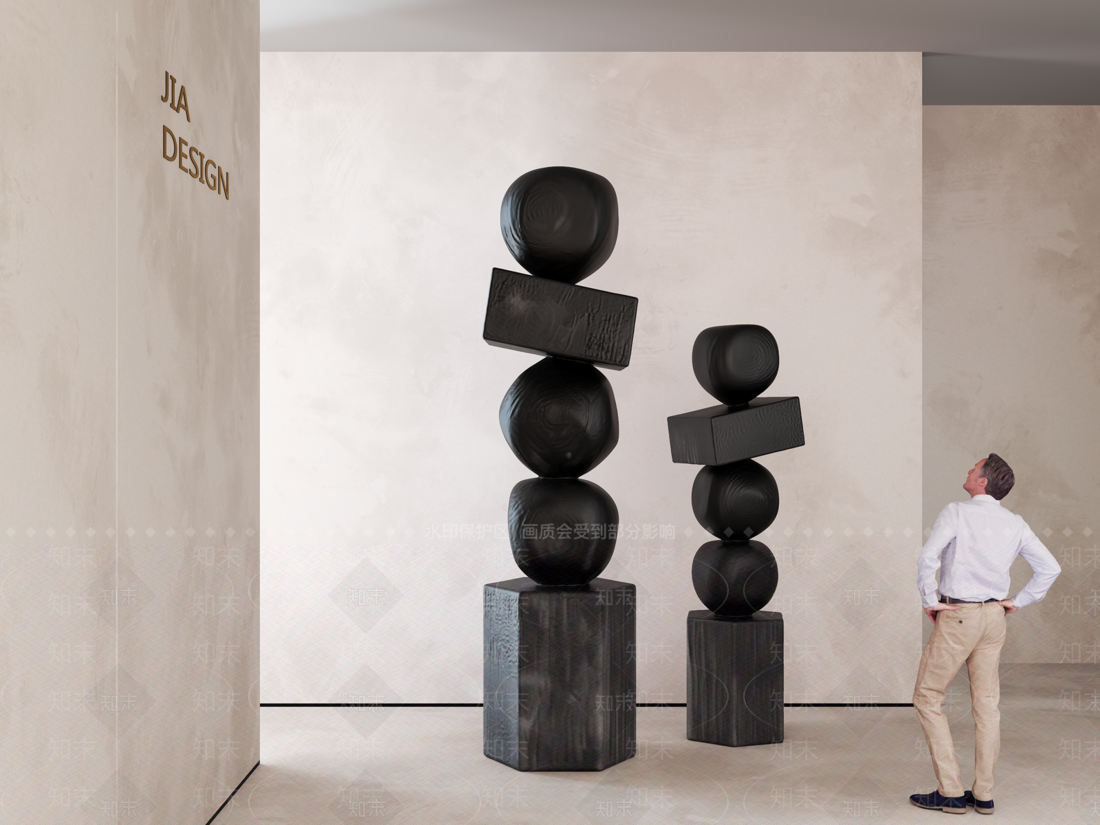 侘寂原木雕塑摆件SU模型下载【ID:1186280130】