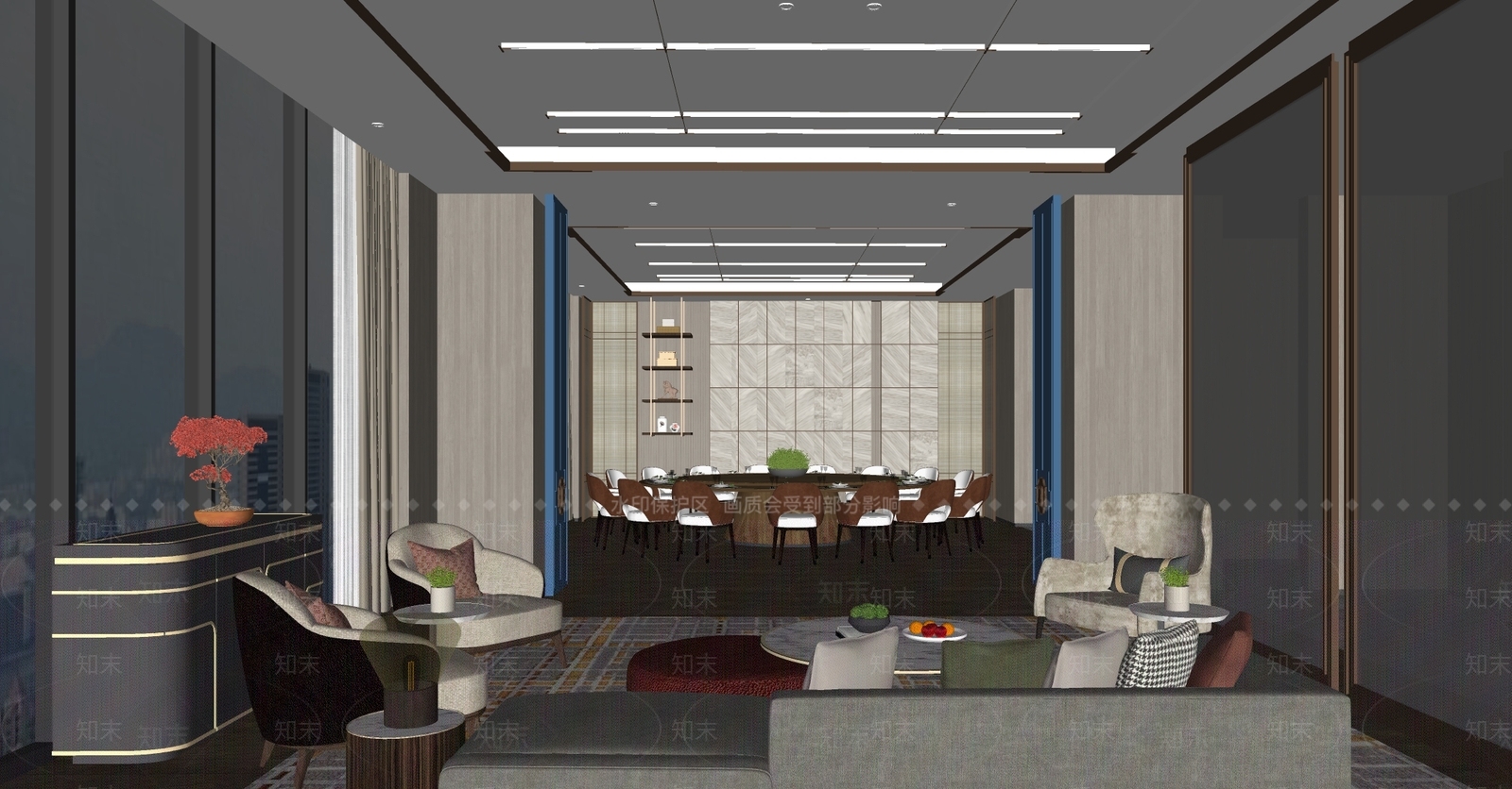 新中式包厢SU模型下载【ID:1186283400】