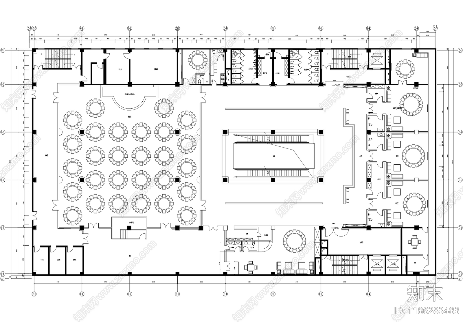 宴会厅施工图下载【ID:1186283483】