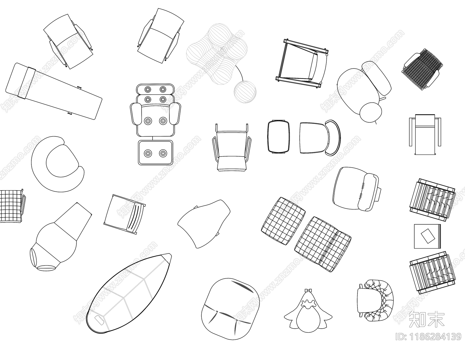 现代椅子施工图下载【ID:1186284139】