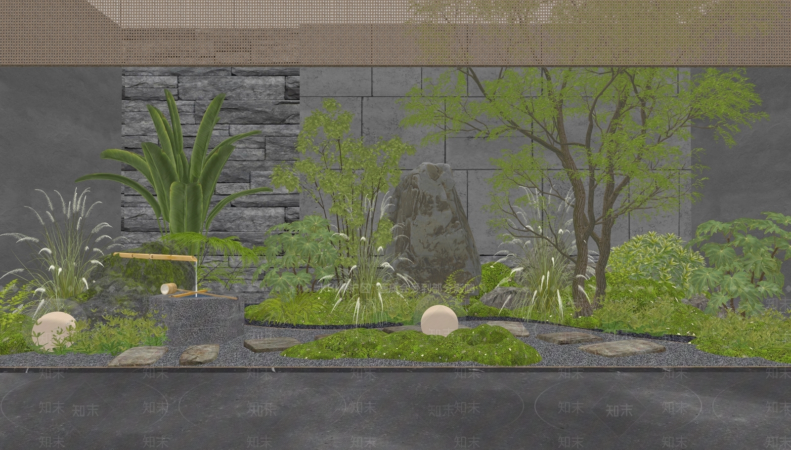现代别墅庭院SU模型下载【ID:1186284506】