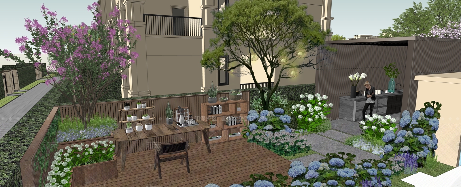 现代别墅庭院SU模型下载【ID:1186298557】
